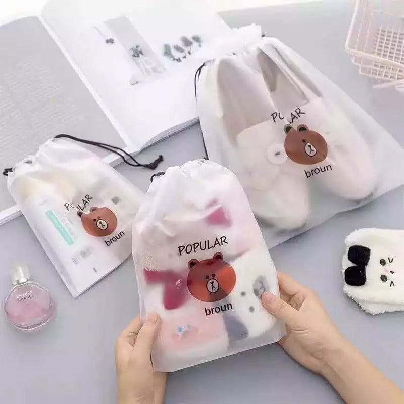 Set Of 4 Portable Waterproof Cute Bear Print Drawstring, Waterproof Travel Luggage Bag, Home Clothes Storage Bag, Shoes Organizer Pouch, Portable Cartoon Drawstring Shoe Storage, Waterproof Cosmetic Storage Bag, Transparent Clothing Drawstring Pocket Set Of 4 Portable Waterproof Cute Bear Print Drawstring, Waterproof Travel Luggage Bag, Home Clothes Storage Bag, Shoes Organizer Pouch, Portable Cartoon Drawstring Shoe Storage, Waterproof Cosmetic Storage Bag, Transparent Clothing Drawstring Pocket